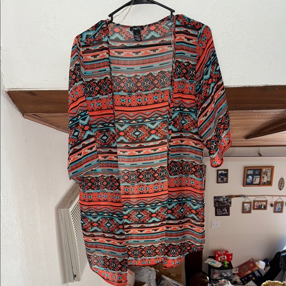 Colorful Patterned Kimono Cardigan